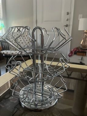 Chrome Metal Coffee Pod Carousel - Silver